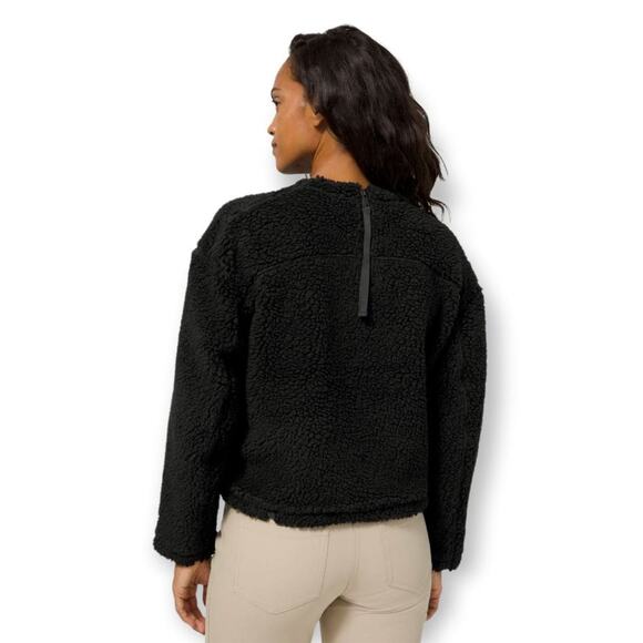 Lululemon Wool Whenever Crew SIZE 6 Black Sherpa Fleece Boxy Pullover Top - Picture 2 of 13